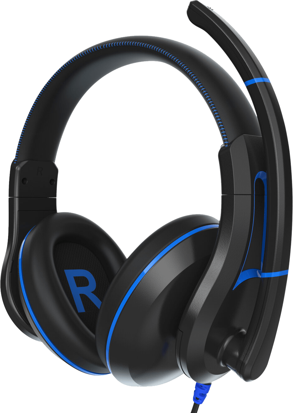 TWT Audio's DURO Headsets - Over-ear model with flip-down noise-reducing microphone and unique ear cup swivel technology, in black and blue.