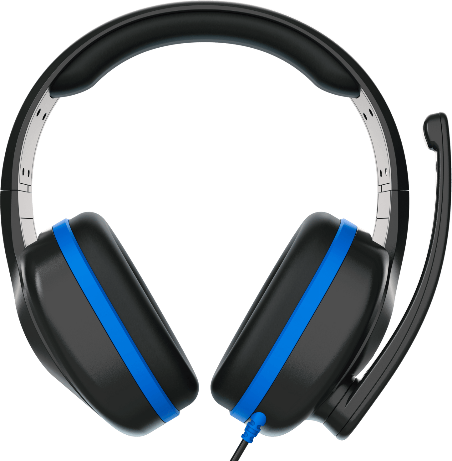 TWT Audio REVO Headset with Stealth Release™ technology, black over-ear design with blue accents and omni directional microphone.